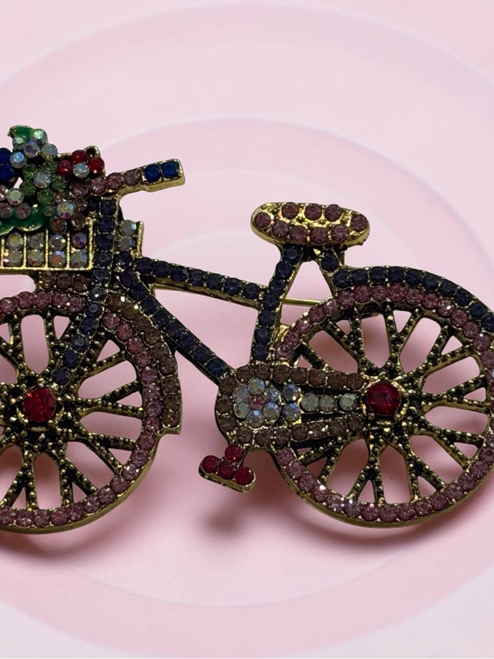 Crystal Bicycle Brooch